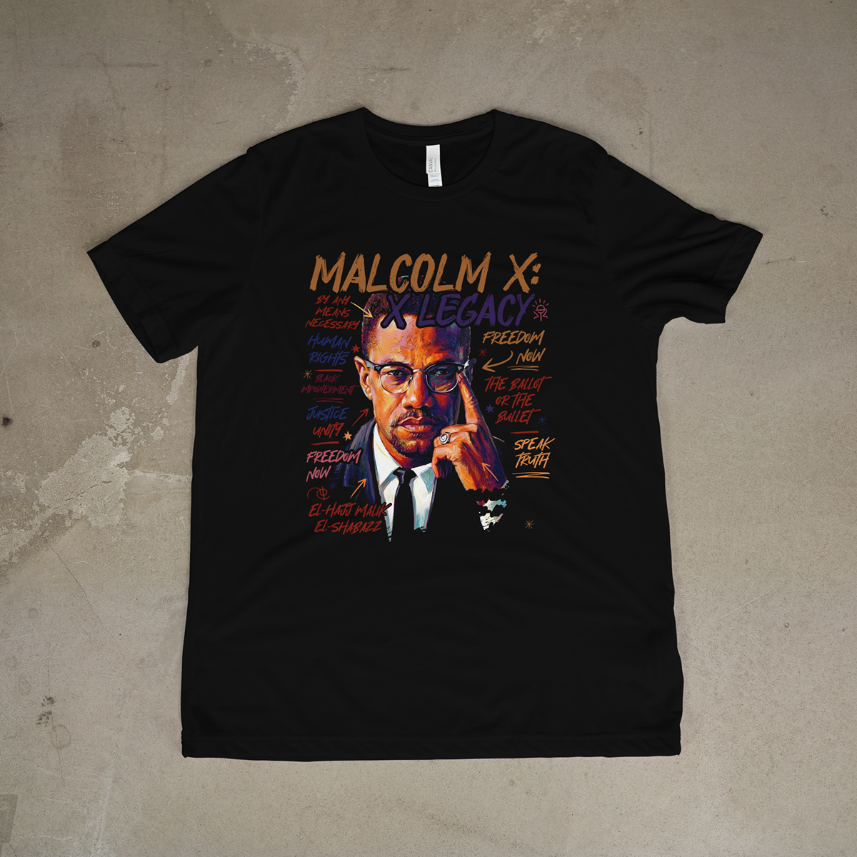 Malcolm X Legacy Tee | Black History Activist T-Shirt | Freedom and Justice Graphic Shirt