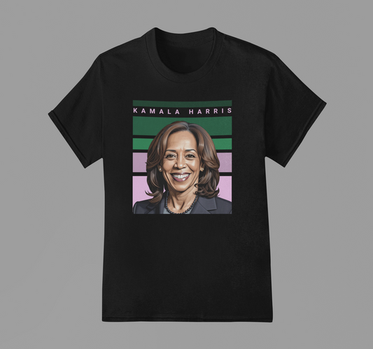 Kamala Harris Shirt - Retro Line Pink and Green Edition