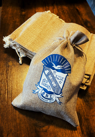 Phi Beta Sigma Gift Bags / Burlap Bags - 7x10 - 550strong