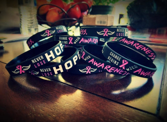 Breast Cancer Awareness Pink Silicone Bracelets | Never Lose Hope Bracelet - 550strong