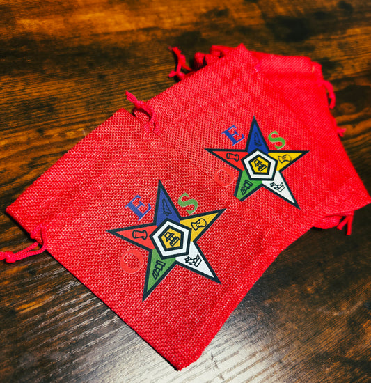 Order of Eastern Star (OES) Gift Bags | OES Burlap Bag - Red