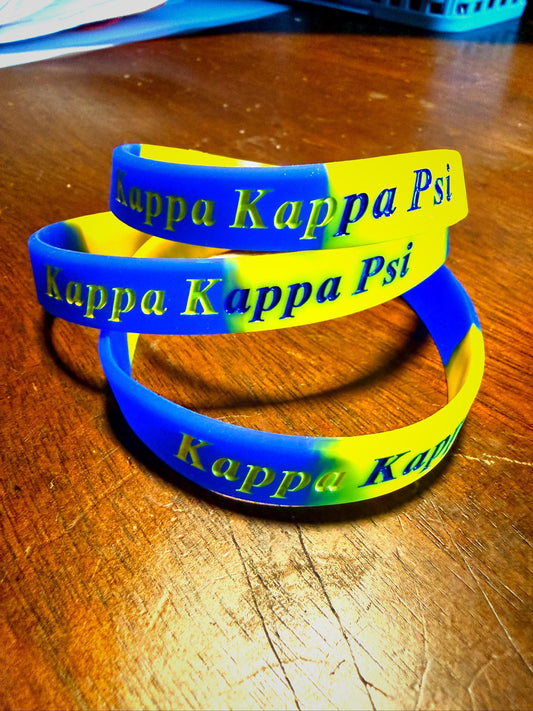 Kappa Kappa Psi Blue & Gold Silicone Wristband – Greek Letter Band Bracelet | Fraternity Pride Accessory