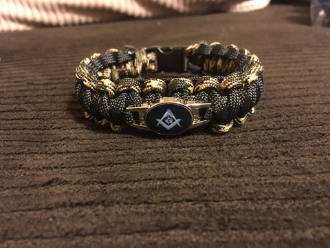 Paracord - Masonic Bracelet (Black and Camo) - 550strong