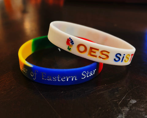 OES Bracelet Bundle / Order of the Eastern Star Bracelet Bundle/ OES Rubber / Soft PVC Bracelet - White and Colorful - 550strong